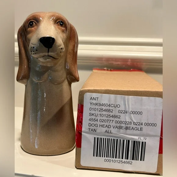 Anthropologie Stoneware Dog Vase - Beagle - Picture 2 of 9